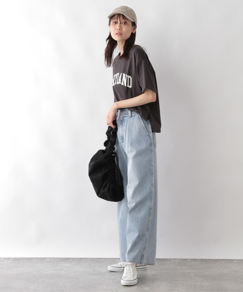 GLOBAL WORK(グローバルワーク)の「GOODデニムタックワイドパンツ/115332(デニムパンツ・レディース・ライトグレー/ライトブルー/サックスブルー・SMALL/MEDIUM/LARGE)」の6枚目の写真