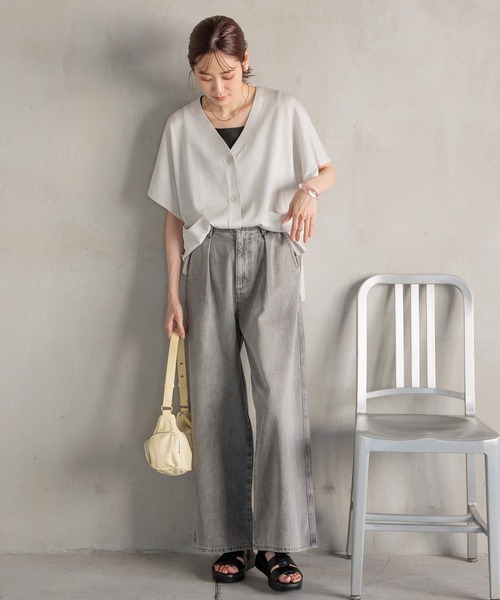 セール】GOODデニムタックワイドパンツ/115332（デニムパンツ