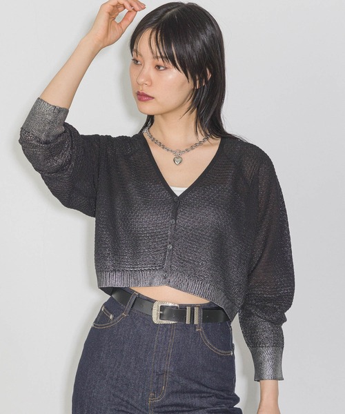 PAGEBOY（ページボーイ）の「ハクグラデシアーVネックカーディガン（カーディガン/ボレロ・レディース・ブラック/ブルーグレー/ホワイト/グリーン系その他6・FREE）」の11枚目の写真