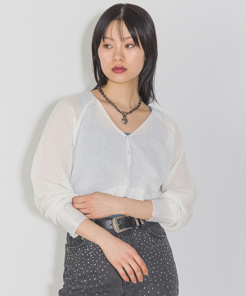 PAGEBOY（ページボーイ）の「ハクグラデシアーVネックカーディガン（カーディガン/ボレロ・レディース・ブラック/ブルーグレー/ホワイト/グリーン系その他6・FREE）」の6枚目の写真