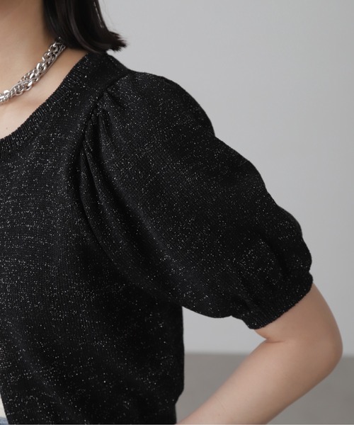 FREE'S MART（フリーズマート）の「◇ラメパフスリーブニットカーディガン（カーディガン/ボレロ・レディース・レッド/ブラック/ホワイト・FREE）」の10枚目の写真