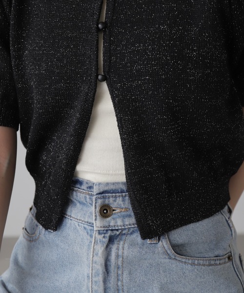 FREE'S MART（フリーズマート）の「◇ラメパフスリーブニットカーディガン（カーディガン/ボレロ・レディース・レッド/ブラック/ホワイト・FREE）」の12枚目の写真