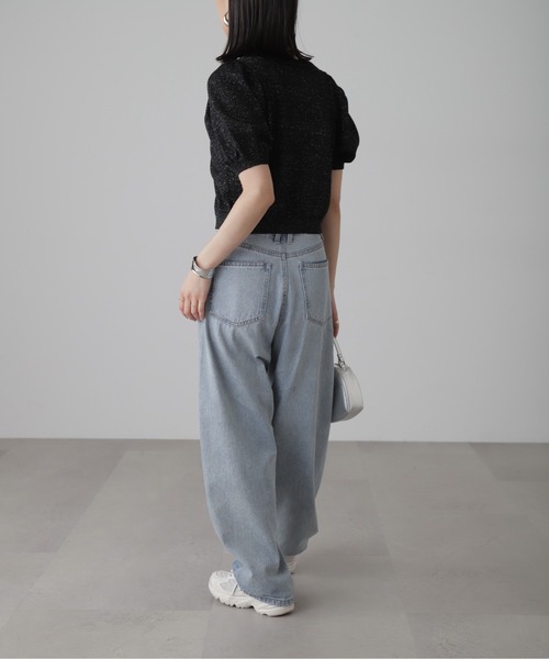 FREE'S MART（フリーズマート）の「◇ラメパフスリーブニットカーディガン（カーディガン/ボレロ・レディース・レッド/ブラック/ホワイト・FREE）」の5枚目の写真