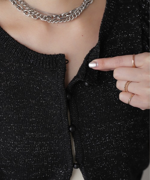 FREE'S MART（フリーズマート）の「◇ラメパフスリーブニットカーディガン（カーディガン/ボレロ・レディース・レッド/ブラック/ホワイト・FREE）」の9枚目の写真