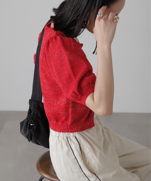 FREE'S MART（フリーズマート）の「◇ラメパフスリーブニットカーディガン（カーディガン/ボレロ・レディース・レッド/ブラック/ホワイト・FREE）」の20枚目の写真