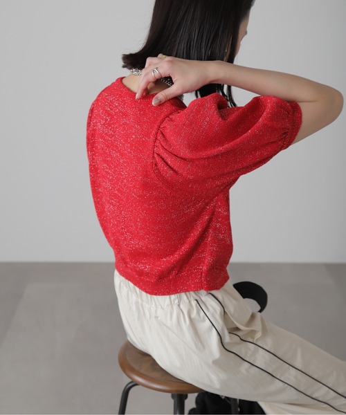 FREE'S MART（フリーズマート）の「◇ラメパフスリーブニットカーディガン（カーディガン/ボレロ・レディース・レッド/ブラック/ホワイト・FREE）」の21枚目の写真