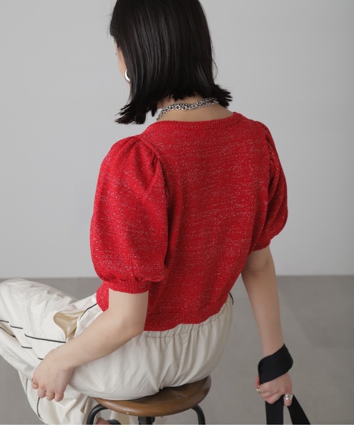 FREE'S MART（フリーズマート）の「◇ラメパフスリーブニットカーディガン（カーディガン/ボレロ・レディース・レッド/ブラック/ホワイト・FREE）」の22枚目の写真
