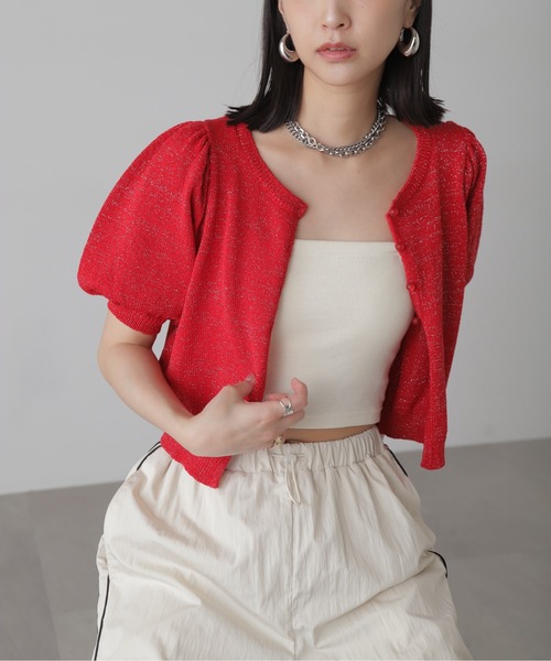 FREE'S MART（フリーズマート）の「◇ラメパフスリーブニットカーディガン（カーディガン/ボレロ・レディース・レッド/ブラック/ホワイト・FREE）」の17枚目の写真