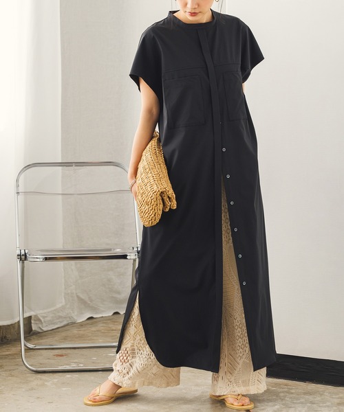 hunch（ハンチ）の「接触冷感シャツワンピース（シャツワンピース・レディース・ブラック/ベージュ・FREE）」の2枚目の写真