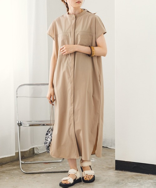 hunch（ハンチ）の「接触冷感シャツワンピース（シャツワンピース・レディース・ブラック/ベージュ・FREE）」の3枚目の写真