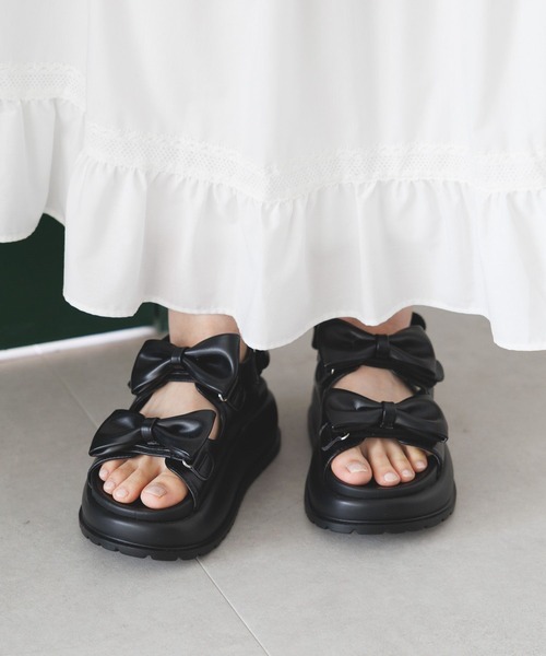 3.3 Field Trip （3.3フィールドトリップ）の「3.3 Field Trip／ダブル リボン サンダル（サンダル・レディース・その他1/ブラック・LARGE/MEDIUM）」の5枚目の写真