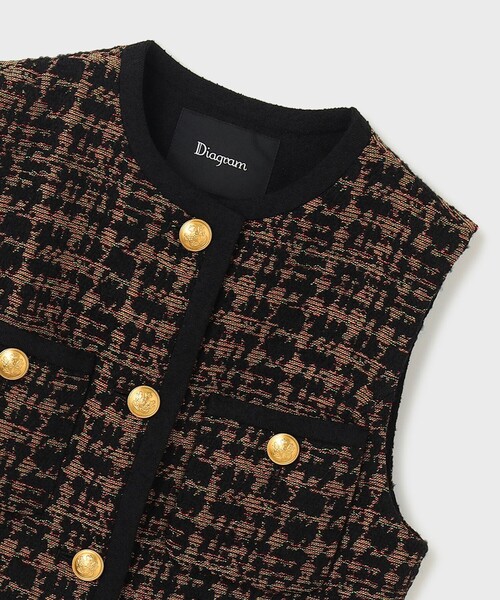 GRACE CONTINENTAL（グレースコンチネンタル）の「チドリツイードベスト（ベスト・レディース・マルチ・36/38）」の6枚目の写真