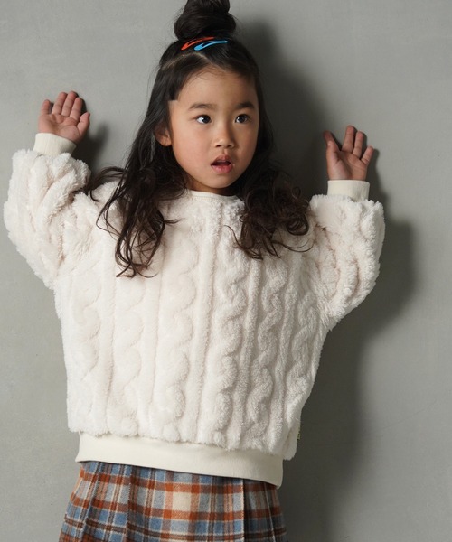 MAKE YOUR DAY（メイクユアデイ）の「模様入り両面ボアプルオーバー■80～140cm（スウェット・キッズ・チャコールグレー/ダークグリーン/アイボリー・80/90/100/110/120/130/140）」の8枚目の写真