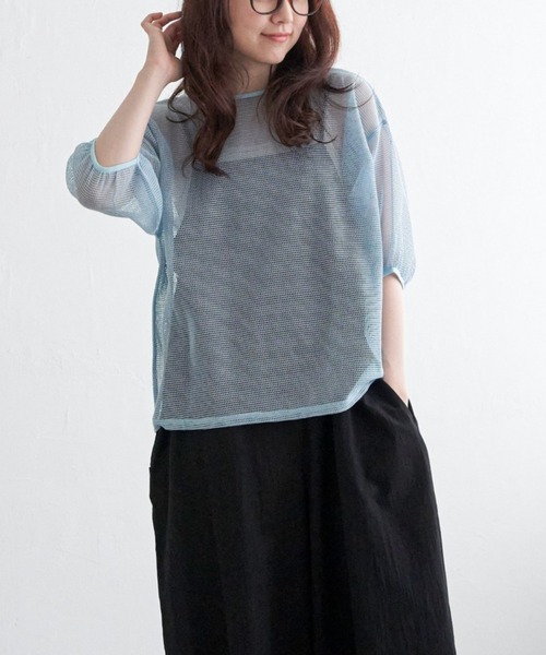 LBC(エルビーシー)の「2WAYメッシュプルオーバー(Tシャツ/カットソー・レディース・ブラック/ブルー・M)」の1枚目の写真
