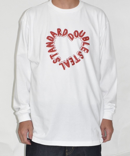 DOUBLE STEAL(ダブルスティール)の「ハートロゴ 長袖Tシャツ(Tシャツ/カットソー・メンズ・ブラック/ホワイト・LARGE/MEDIUM/X-LARGE)」の4枚目の写真