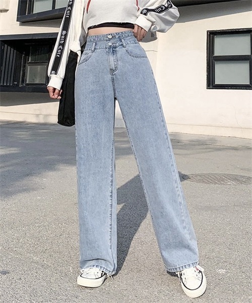 FREE STYLISTS(フリー スタイリスト)の「2ボタンハイウエストワイドデニムパンツ(デニムパンツ・レディース・ブルー/ブラック/ライトブルー・L/2XL/XL/M/S)」の10枚目の写真