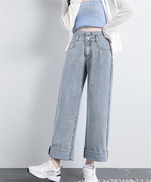 FREE STYLISTS(フリー スタイリスト)の「2ボタンハイウエストワイドデニムパンツ(デニムパンツ・レディース・ブルー/ブラック/ライトブルー・L/2XL/XL/M/S)」の16枚目の写真