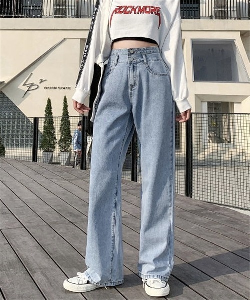 FREE STYLISTS(フリー スタイリスト)の「2ボタンハイウエストワイドデニムパンツ(デニムパンツ・レディース・ブルー/ブラック/ライトブルー・L/2XL/XL/M/S)」の11枚目の写真