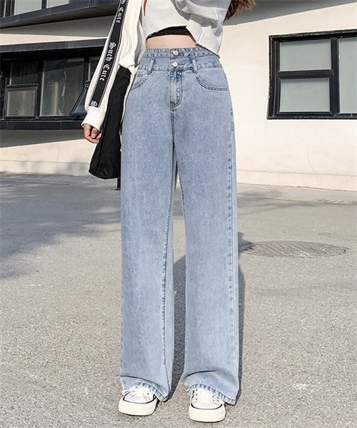 FREE STYLISTS(フリー スタイリスト)の「2ボタンハイウエストワイドデニムパンツ(デニムパンツ・レディース・ブルー/ブラック/ライトブルー・L/2XL/XL/M/S)」の14枚目の写真