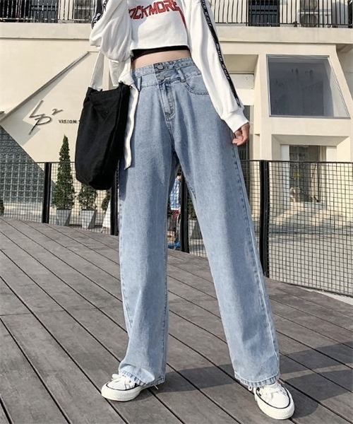FREE STYLISTS(フリー スタイリスト)の「2ボタンハイウエストワイドデニムパンツ(デニムパンツ・レディース・ブルー/ブラック/ライトブルー・L/2XL/XL/M/S)」の15枚目の写真