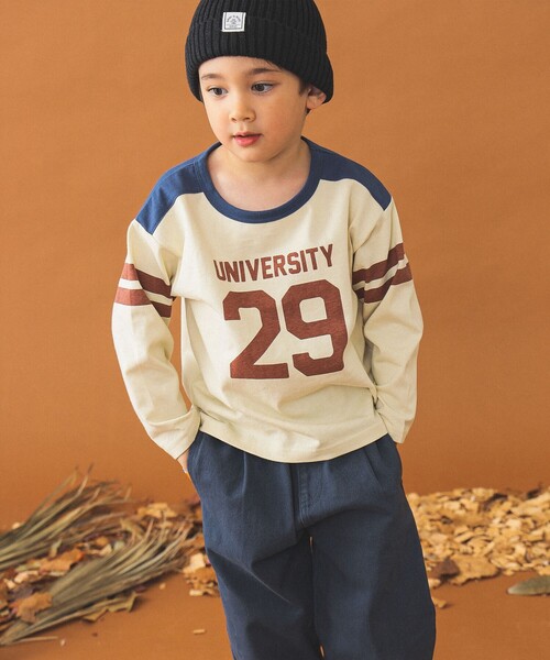 B:MING by BEAMS（ビーミングバイビームス）の「フットボール Tシャツ （100～140cm)（Tシャツ/カットソー・キッズ・ベージュ/ブルー系その他2・100/110/120/130/140）」の2枚目の写真