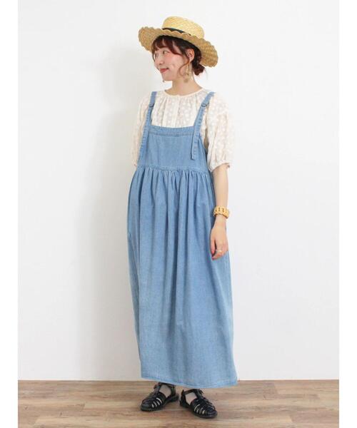 Samansa Mos2（サマンサ モスモス）の「デニム/ツイルジャンパースカート（ワンピース・レディース・ブルー/オフホワイト/サックスブルー/カーキ・F）」の11枚目の写真