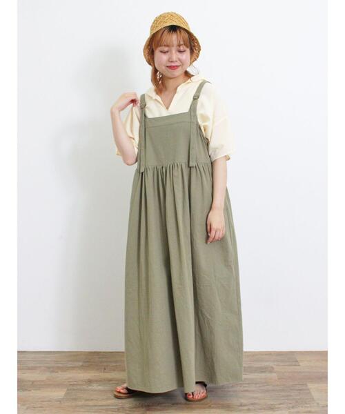 Samansa Mos2（サマンサ モスモス）の「デニム/ツイルジャンパースカート（ワンピース・レディース・ブルー/オフホワイト/サックスブルー/カーキ・F）」の21枚目の写真