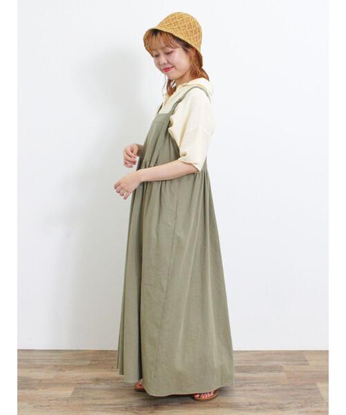 Samansa Mos2（サマンサ モスモス）の「デニム/ツイルジャンパースカート（ワンピース・レディース・ブルー/オフホワイト/サックスブルー/カーキ・F）」の22枚目の写真