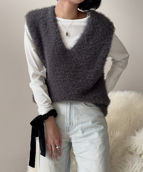 新品未使用品　シャギーニットベスト シャギーニットベスト 通販【ニッセン】