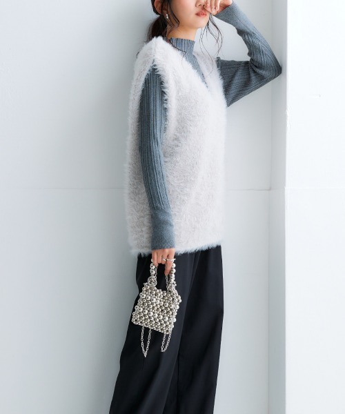 taki 様 MIESROHE シャギーニットチェックベスト MIESROHE シャギー