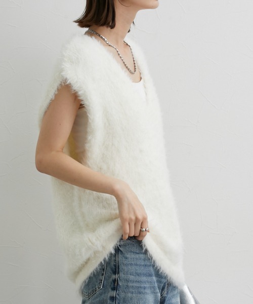 nissen（ニッセン）の「シャギーニットベスト（ベスト・レディース・ライトグレー/チャコールグレー/アイボリー・S/M/L/LL）」の7枚目の写真