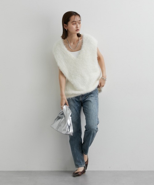 nissen（ニッセン）の「シャギーニットベスト（ベスト・レディース・ライトグレー/チャコールグレー/アイボリー・S/M/L/LL）」の8枚目の写真