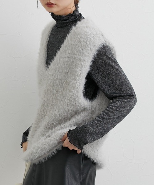 nissen（ニッセン）の「シャギーニットベスト（ベスト・レディース・ライトグレー/チャコールグレー/アイボリー・S/M/L/LL）」の21枚目の写真