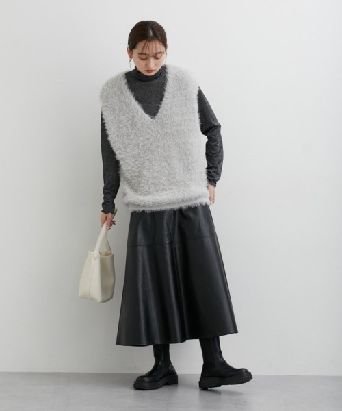 nissen（ニッセン）の「シャギーニットベスト（ベスト・レディース・ライトグレー/チャコールグレー/アイボリー・S/M/L/LL）」の19枚目の写真