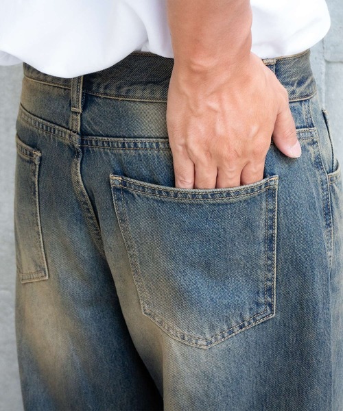 ADPOSION（アドポーション）の「オーバーダイワイドストレートデニム（デニムパンツ・メンズ・ネイビー/ブラック・SMALL/MEDIUM/LARGE）」の12枚目の写真