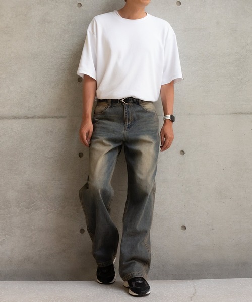 ADPOSION（アドポーション）の「オーバーダイワイドストレートデニム（デニムパンツ・メンズ・ネイビー/ブラック・SMALL/MEDIUM/LARGE）」の6枚目の写真