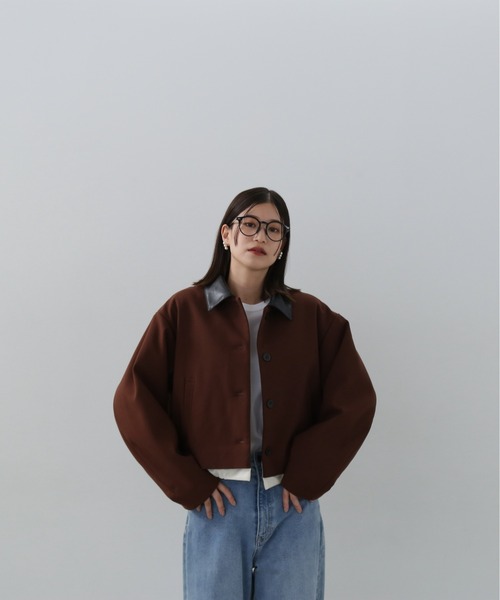 N.（N. Natural Beauty Basic）（エヌエヌナチュラルビューティーベーシック）の「◆フェイクレザーカラーパテッドジャケット（ブルゾン・レディース・ブラウン/グレー系その他・MEDIUM）」の8枚目の写真