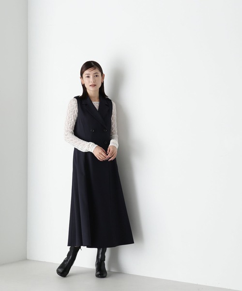 NATURAL BEAUTY BASIC（ナチュラルビューティーベーシック）の「◇【美人百花掲載】2wayショルダーリボンジャンスカ（ジャンパースカート・レディース・ブラウン/ネイビー・MEDIUM/SMALL）」の18枚目の写真