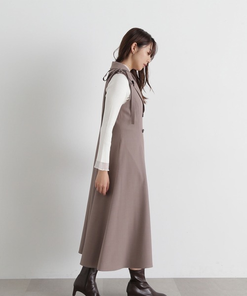 NATURAL BEAUTY BASIC（ナチュラルビューティーベーシック）の「◇【美人百花掲載】2wayショルダーリボンジャンスカ（ジャンパースカート・レディース・ブラウン/ネイビー・MEDIUM/SMALL）」の10枚目の写真