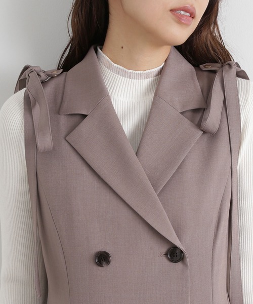 NATURAL BEAUTY BASIC（ナチュラルビューティーベーシック）の「◇【美人百花掲載】2wayショルダーリボンジャンスカ（ジャンパースカート・レディース・ブラウン/ネイビー・MEDIUM/SMALL）」の12枚目の写真