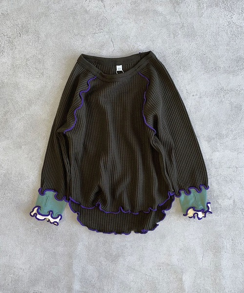 HOGAN RANCH WEAR（ホーガンランチウエア）の「ワッフルメローリブカットソー（Tシャツ/カットソー・キッズ・オレンジ/ブラック/オフホワイト・90/100/110/120/130/140/150）」の3枚目の写真