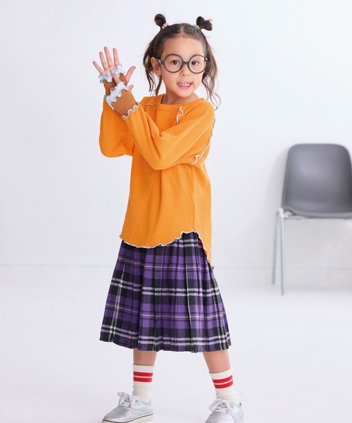 HOGAN RANCH WEAR（ホーガンランチウエア）の「ワッフルメローリブカットソー（Tシャツ/カットソー・キッズ・オレンジ/ブラック/オフホワイト・90/100/110/120/130/140/150）」の5枚目の写真