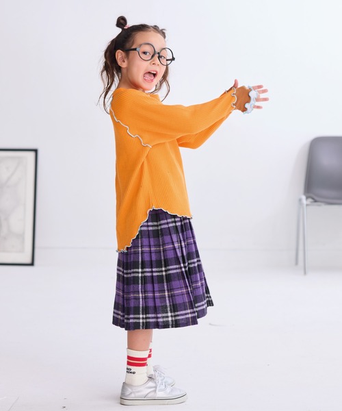 HOGAN RANCH WEAR（ホーガンランチウエア）の「ワッフルメローリブカットソー（Tシャツ/カットソー・キッズ・オレンジ/ブラック/オフホワイト・90/100/110/120/130/140/150）」の6枚目の写真