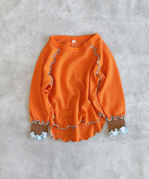 HOGAN RANCH WEAR（ホーガンランチウエア）の「ワッフルメローリブカットソー（Tシャツ/カットソー・キッズ・オレンジ/ブラック/オフホワイト・90/100/110/120/130/140/150）」の14枚目の写真