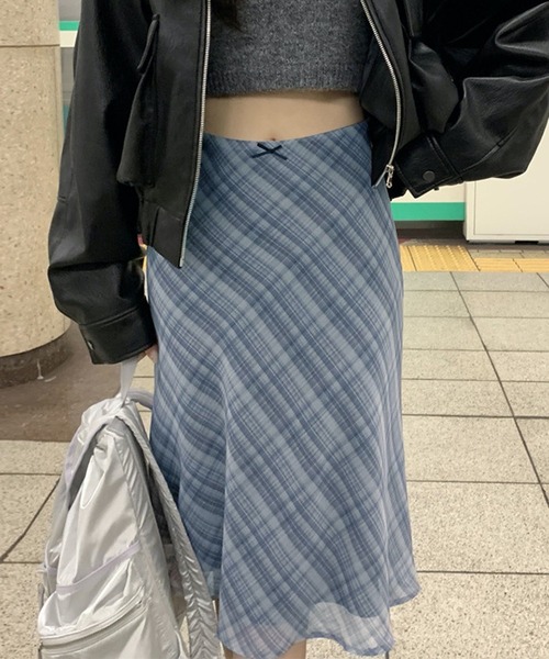 HALEY PESCA(ヘーリーペスカ)の「HALEY PESCA/チェックミディスカート(スカート・レディース・グレー/アイボリー・MEDIUM/SMALL)」の3枚目の写真
