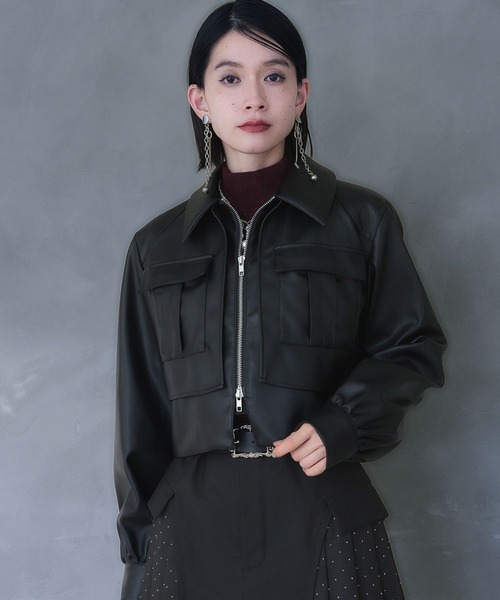 HARE（ハレ）の「ポケットデザインブルゾン(HARE)（ブルゾン・レディース・ワインレッド/ブラック・FREE）」の11枚目の写真