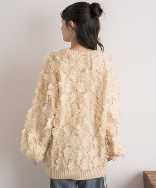 RETRO GIRL(レトロガール)の「【S/Lサイズ】フリンジPO(ニット/セーター・レディース・チャコールグレー/ダークブルー/ナチュラル・LARGE/SMALL)」の4枚目の写真