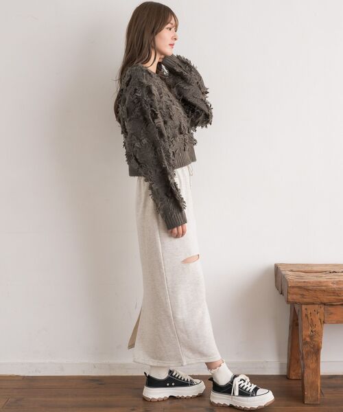 RETRO GIRL(レトロガール)の「【S/Lサイズ】フリンジPO(ニット/セーター・レディース・チャコールグレー/ダークブルー/ナチュラル・LARGE/SMALL)」の7枚目の写真