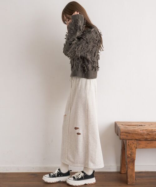 RETRO GIRL(レトロガール)の「【S/Lサイズ】フリンジPO(ニット/セーター・レディース・チャコールグレー/ダークブルー/ナチュラル・LARGE/SMALL)」の8枚目の写真