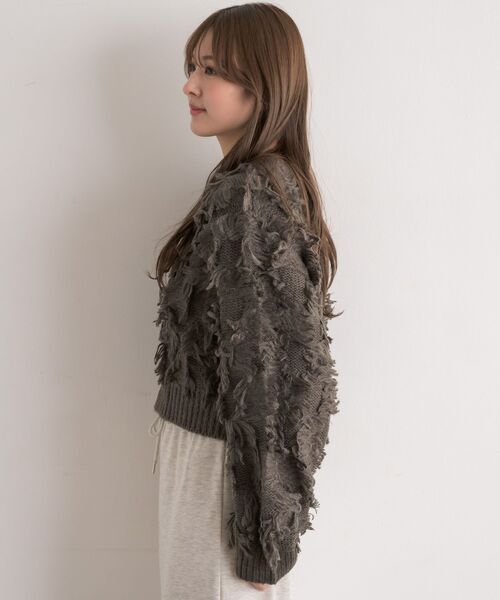 RETRO GIRL(レトロガール)の「【S/Lサイズ】フリンジPO(ニット/セーター・レディース・チャコールグレー/ダークブルー/ナチュラル・LARGE/SMALL)」の12枚目の写真